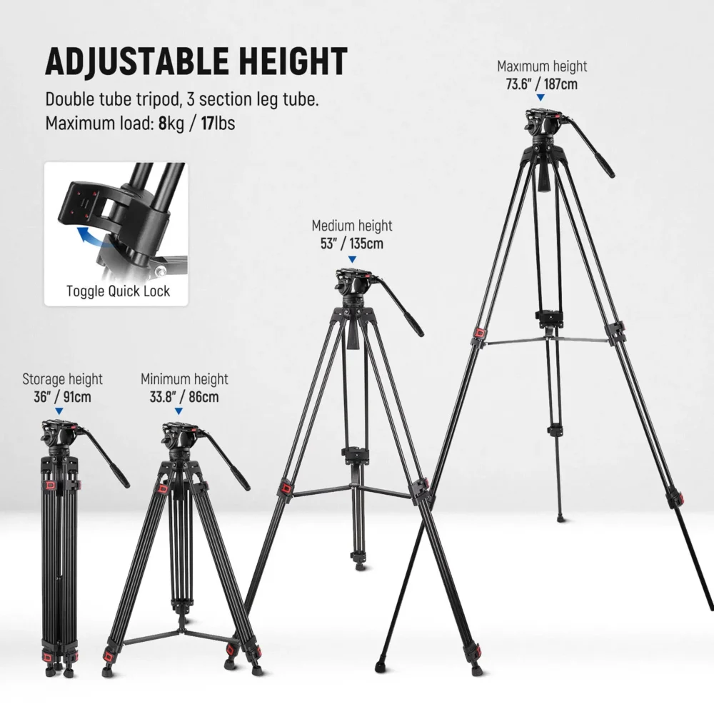 Neewer TP74 aluminijski video tripod s fluidnom glavom i 75 mm kuglastom bazom – Prodaja Artist d.o.o. Banja Luka, Sarajevo