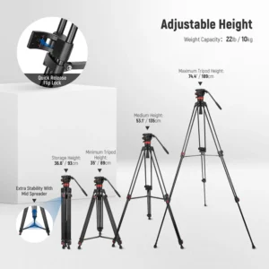 Neewer TP75 profesionalni aluminijski video tripod s fluidnom glavom i QR sistemom – Prodaja Artist d.o.o. Banja Luka, Sarajevo