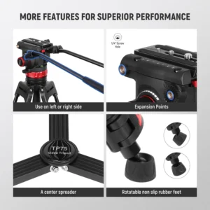 Neewer TP75 profesionalni aluminijski video tripod s fluidnom glavom i QR sistemom – Prodaja Artist d.o.o. Banja Luka, Sarajevo