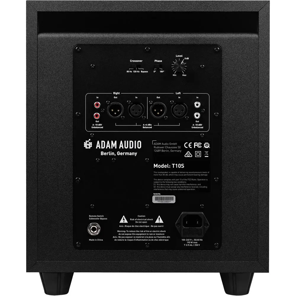 Adam Professional Audio T10S aktivni studijski subwoofer sa 10-inčnim wooferom i 130 W pojačalom, idealan za T-seriju monitora. Prodaja Artist d.o.o. Banja Luka, Sarajevo