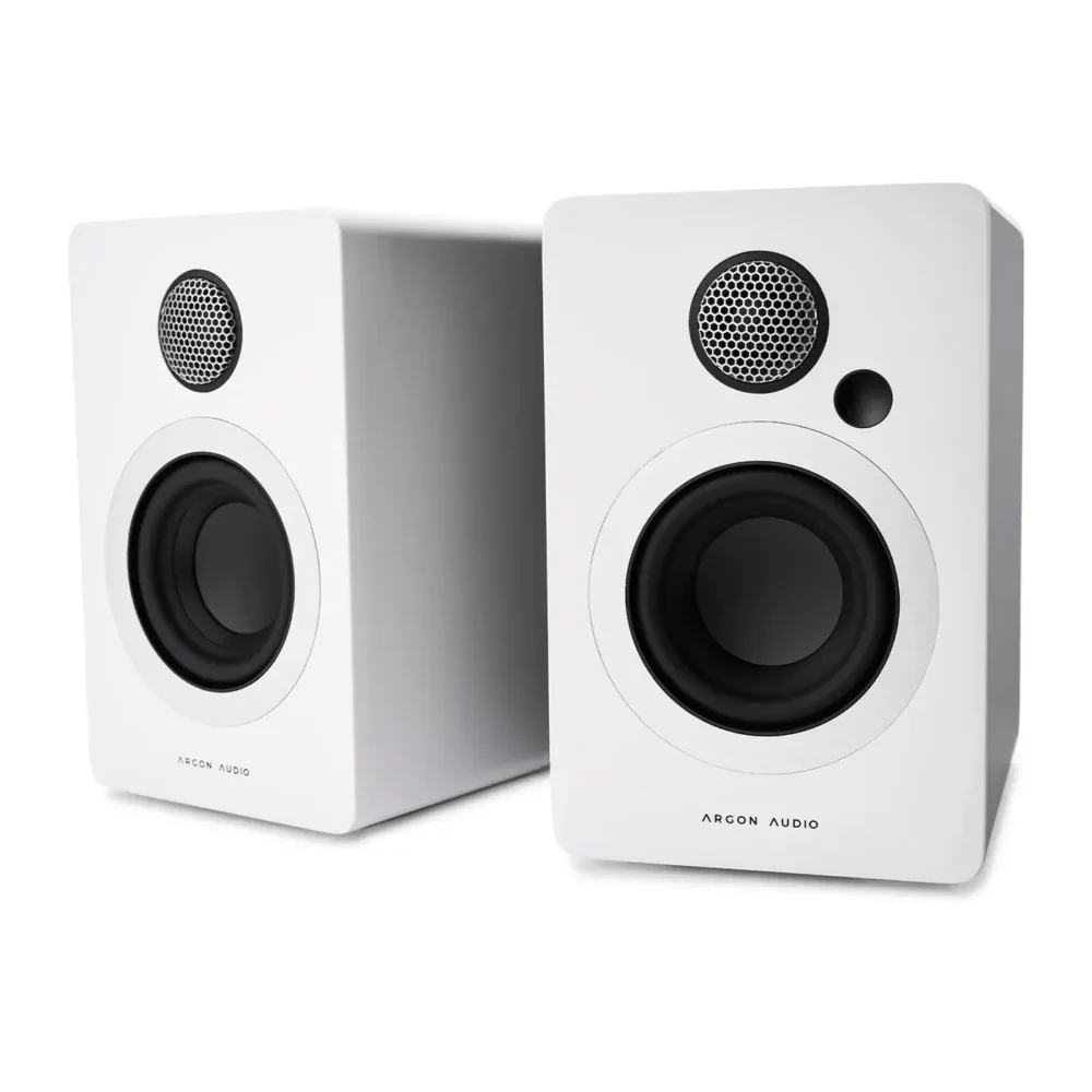 Argon Audio STUDIE 3 aktivni desktop zvučnici sa Bluetooth, USB-C i optičkim ulazom u bijeloj boji. Prodaja Artist d.o.o. Banja Luka, Sarajevo