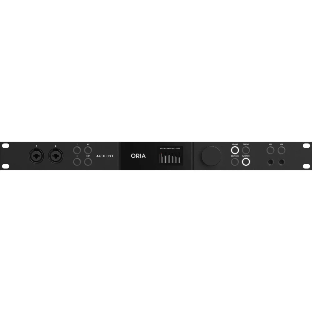 Slika Audient ORIA Immersive Audio Interface and Monitor Controller sa Dante karticom, profesionalni audio interfejs i monitor kontroler za produkciju muzike i filmova. Prodaja Artist d.o.o. Banja Luka, Sarajevo