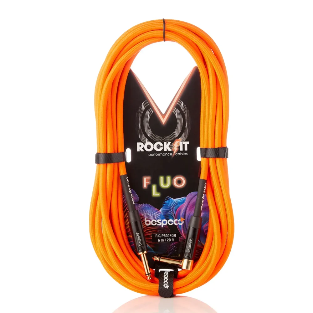 Rock-It fluorescentni instrument kabl 4.5 m sa antistatičkom presvlakom i kutnim konektorom, idealan za scenske nastupe. Prodaja Artist d.o.o. Banja Luka, Sarajevo