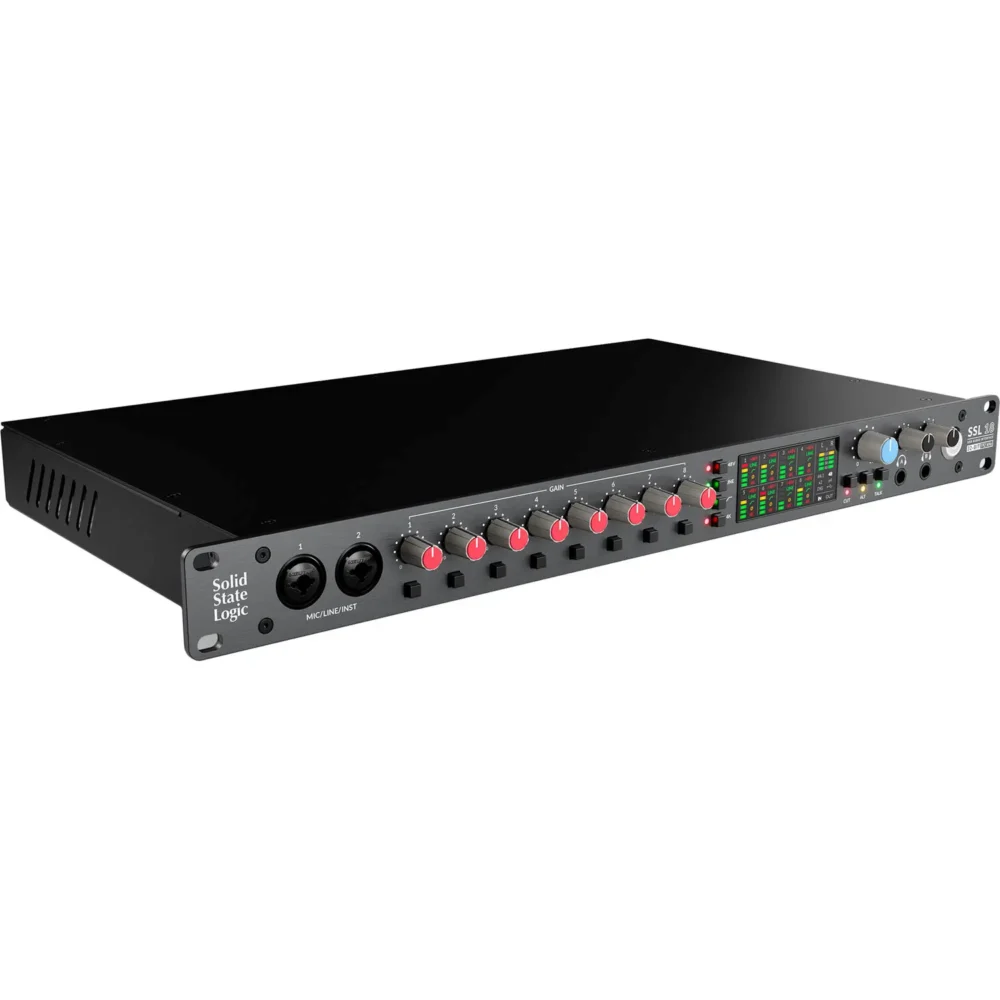 SSL 18 USB audio interfejs sa 26 ulaza i 28 izlaza, prikaz prednje i zadnje strane uređaja, visoko kvalitetna rack jedinica za profesionalnu studijsku upotrebu. Prodaja Artist d.o.o. Banja Luka, Sarajevo.