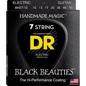 DR K3 BLACK BEAUTIES™ crne žice za sedmožičanu električnu gitaru 10-56, heksagonalno jezgro i K3™ premaz za agresivan ton i dugotrajnost. Prodaja Artist d.o.o. Banja Luka, Sarajevo