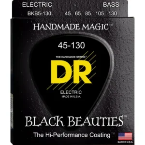 DR Black Beauties BKB5-130 bas žice 5-žica crni premaz, dugotrajne i jasna artikulacija, Prodaja Artist d.o.o. Banja Luka, Sarajevo