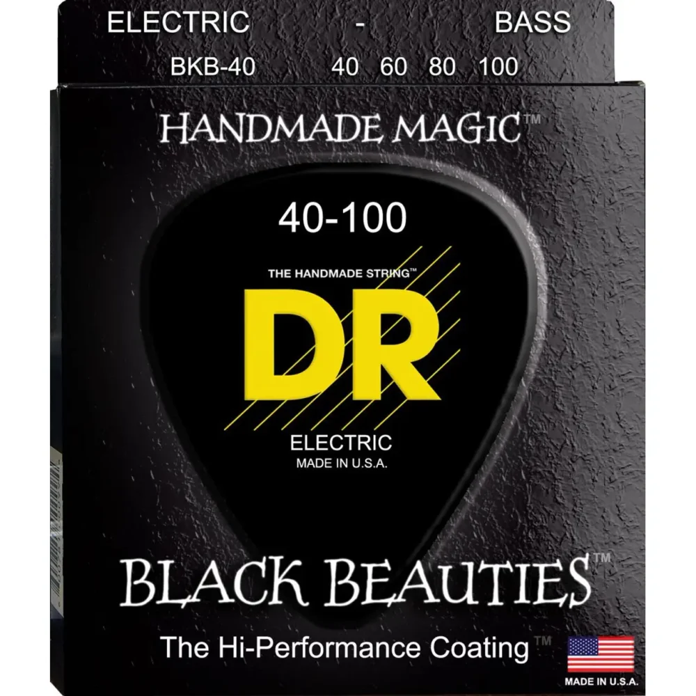 DR Black Beauties BKB40 bas žice 4-žice crni premaz, dugotrajne i jasna artikulacija, Prodaja Artist d.o.o. Banja Luka, Sarajevo