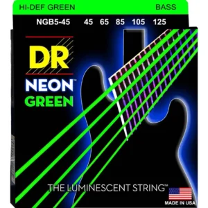 DR Hi-Def Neon GREEN K3 bas žice za električne bas gitare, set od pet žica, produžena dugotrajnost i neon UV efekat pomoću premaza. Prodaja Artist d.o.o. Banja Luka, Sarajevo