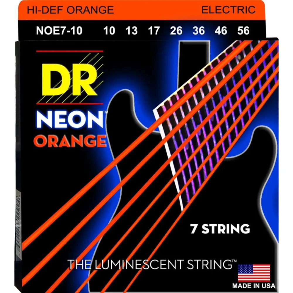 DR Hi-Def Neon Orange žice za električnu gitaru 10-56, neon zeleni K3™ premaz za dugotrajnost i upečatljiv scenski nastup. Prodaja Artist d.o.o. Banja Luka, Sarajevo