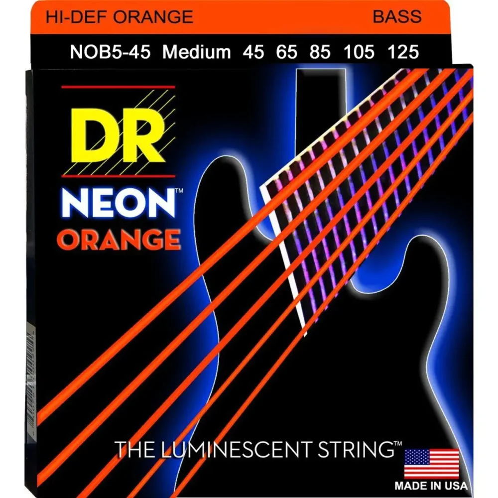 DR Hi-Def Neon Orange K3 bas žiceza električne bas gitare, set od pet žica, produžena dugotrajnost i neon UV efekat pomoću premaza. Prodaja Artist d.o.o. Banja Luka, Sarajevo