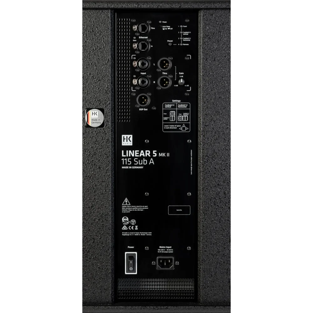 Slika LINEAR 5 MK2 115 Sub A kompaktnog aktivnog bass-reflex subwoofera sa 15" zvučnikom, kardioidnim postavkama i stereo preamplifikacijom, prodaja Artist d.o.o. Banja Luka, Sarajevo.