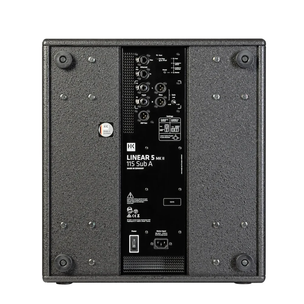Slika LINEAR 5 MK2 115 Sub A kompaktnog aktivnog bass-reflex subwoofera sa 15" zvučnikom, kardioidnim postavkama i stereo preamplifikacijom, prodaja Artist d.o.o. Banja Luka, Sarajevo.