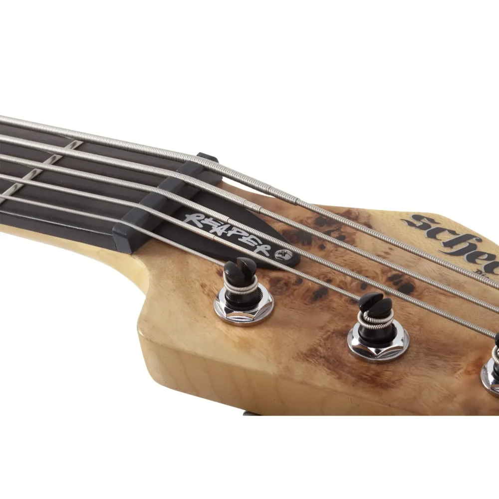 Schecter Reaper-5 Natural Satin petožičana bads gitara sa figured poplar burl topom i Darkglass EQ elektronikom. Prodaja Artist d.o.o. prodavnice Banja Luka, Sarajevo.