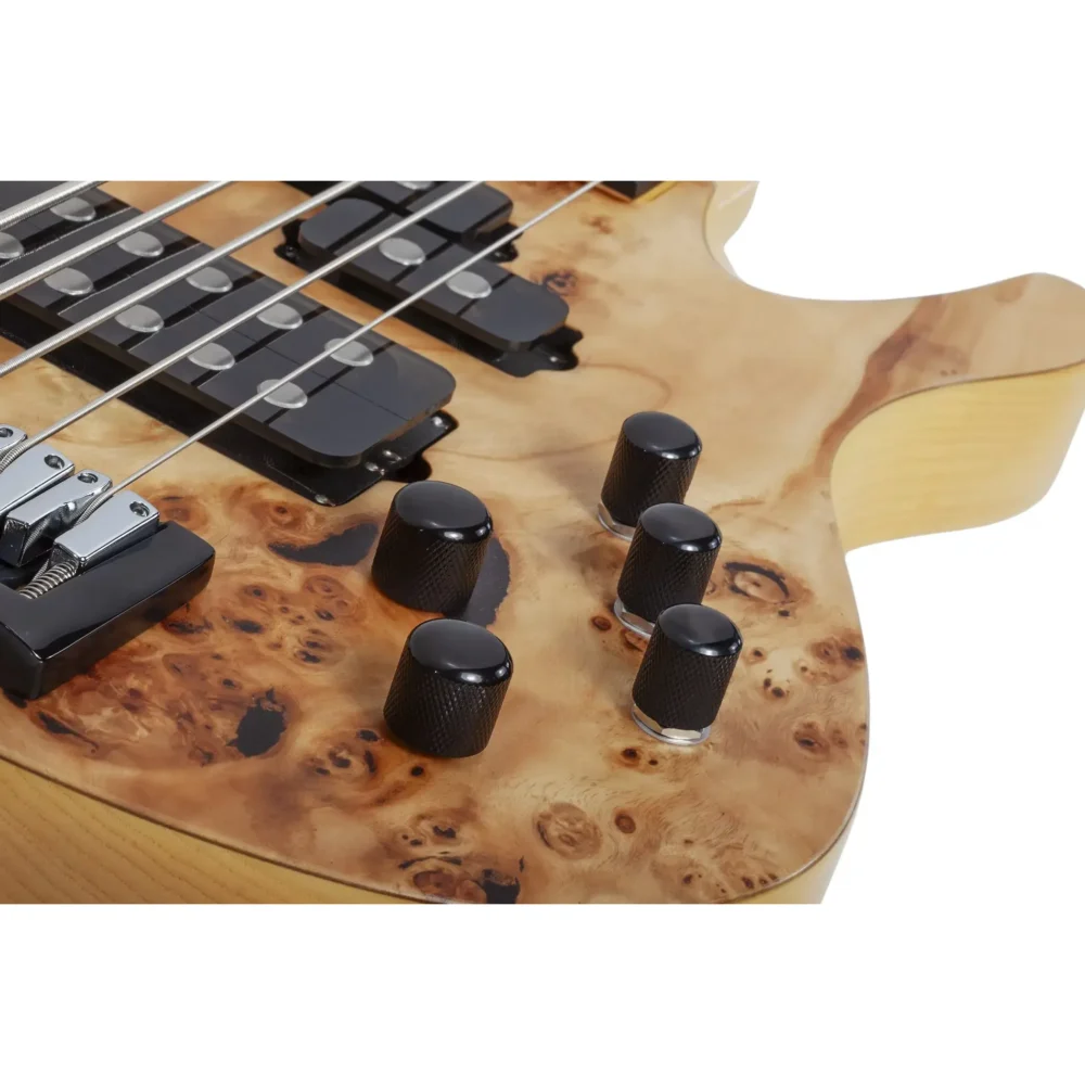 Schecter Reaper-5 Natural Satin petožičana bads gitara sa figured poplar burl topom i Darkglass EQ elektronikom. Prodaja Artist d.o.o. prodavnice Banja Luka, Sarajevo.