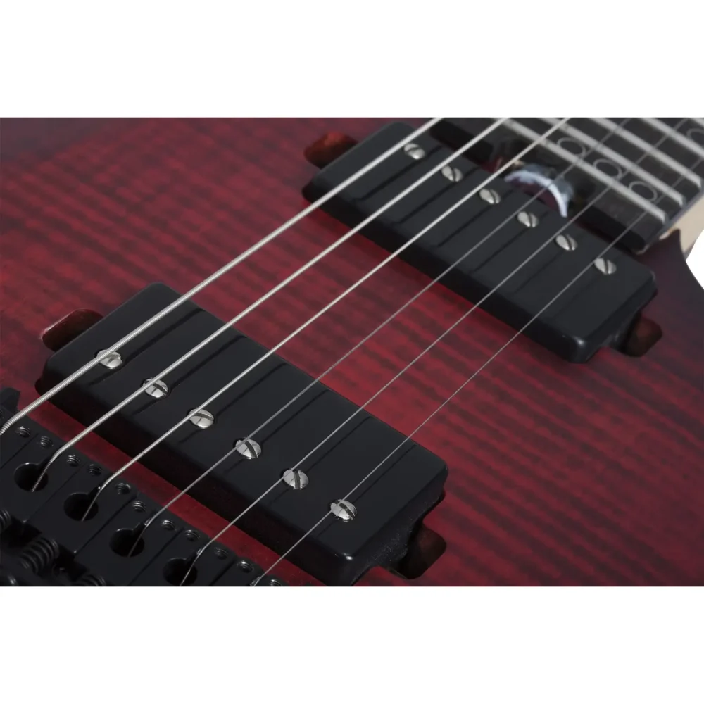 Schecter Sunset-6 Extreme električna gitara u Scarlet Burst boji sa flamed maple topom, USA Custom Shop pikapima i locking mašinicama – Prodaja Artist d.o.o. Banja Luka, Sarajevo