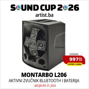 Sound Cup 2026: Montarbo L206 aktivni zvučnik portabl BT i baterija 100W RMS