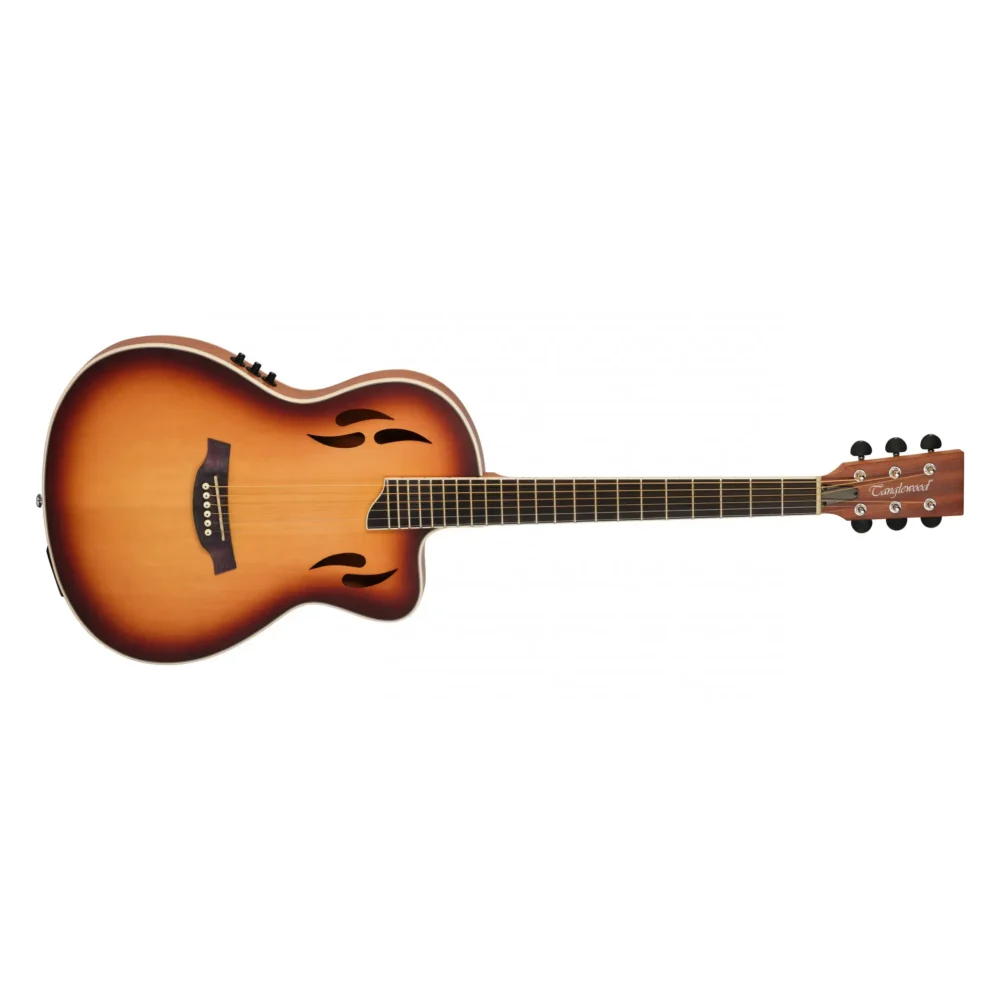 Tanglewood TU3TLCESB Union Series ozvučena akustična gitara, thinline hybrid cutaway dizajn, Spruce (smreka) top, Okoume leđa i bokovi, Purple Heart fingerboard i bridge, Belcat EQ elektronika, Sunburst Satin završna obrada, za nastupe, snimanje i kućnu svirku. Prodaja Artist d.o.o. Banja Luka, Sarajevo