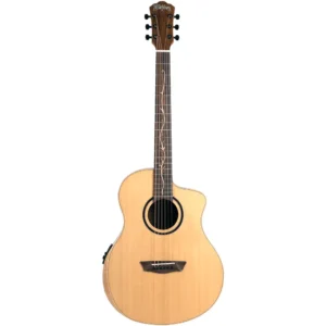 Washburn Bella Tono Suprema SC40SCE akustična-električna gitara sa solid spruce topom, Walnut back & sides, flame maple armrest i side sound portom, custom vine inlay na laurel fingerboardu i Barcus Berry LX4 preampom, pruža profesionalni zvuk, udobnu svirku i luksuznu estetiku. Prodaja Artist d.o.o. Banja Luka, Sarajevo.