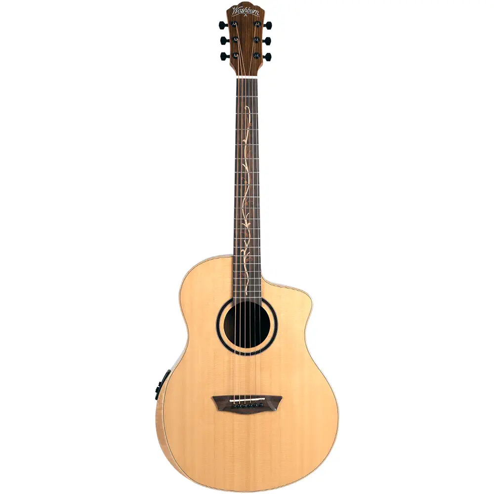 Washburn Bella Tono Suprema SC40SCE akustična-električna gitara sa solid spruce topom, Walnut back & sides, flame maple armrest i side sound portom, custom vine inlay na laurel fingerboardu i Barcus Berry LX4 preampom, pruža profesionalni zvuk, udobnu svirku i luksuznu estetiku. Prodaja Artist d.o.o. Banja Luka, Sarajevo.