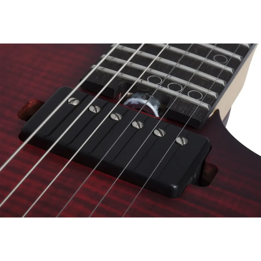 Schecter Sunset-6 Extreme električna gitara u Scarlet Burst boji sa flamed maple topom, USA Custom Shop pikapima i locking mašinicama – Prodaja Artist d.o.o. Banja Luka, Sarajevo
