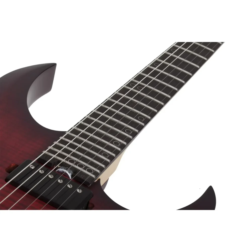 Schecter Sunset-6 Extreme električna gitara u Scarlet Burst boji sa flamed maple topom, USA Custom Shop pikapima i locking mašinicama – Prodaja Artist d.o.o. Banja Luka, Sarajevo