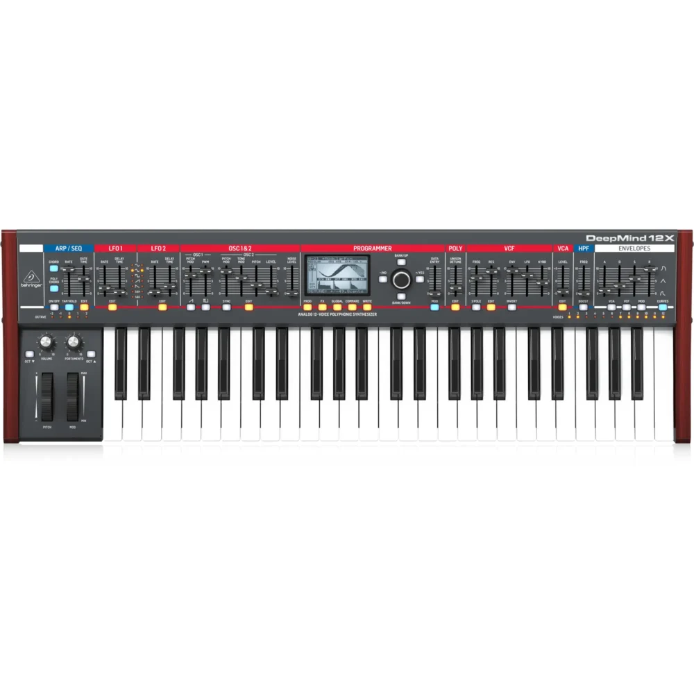 Behringer DeepMind 12X – snažan i kompaktan analogni sintisajzer sa modernom kontrolom i efektima. Prodaja: Artist d.o.o. Banja Luka, Sarajevo