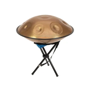 DIMAVERY HP-9D Handpan sa 9 tonova u D Celtic Minor skali, zlatne boje, sa stalakom i torbom za transport, idealan za muziku, meditaciju i relaksaciju. Prodaja Artist d.o.o. Banja Luka, Sarajevo