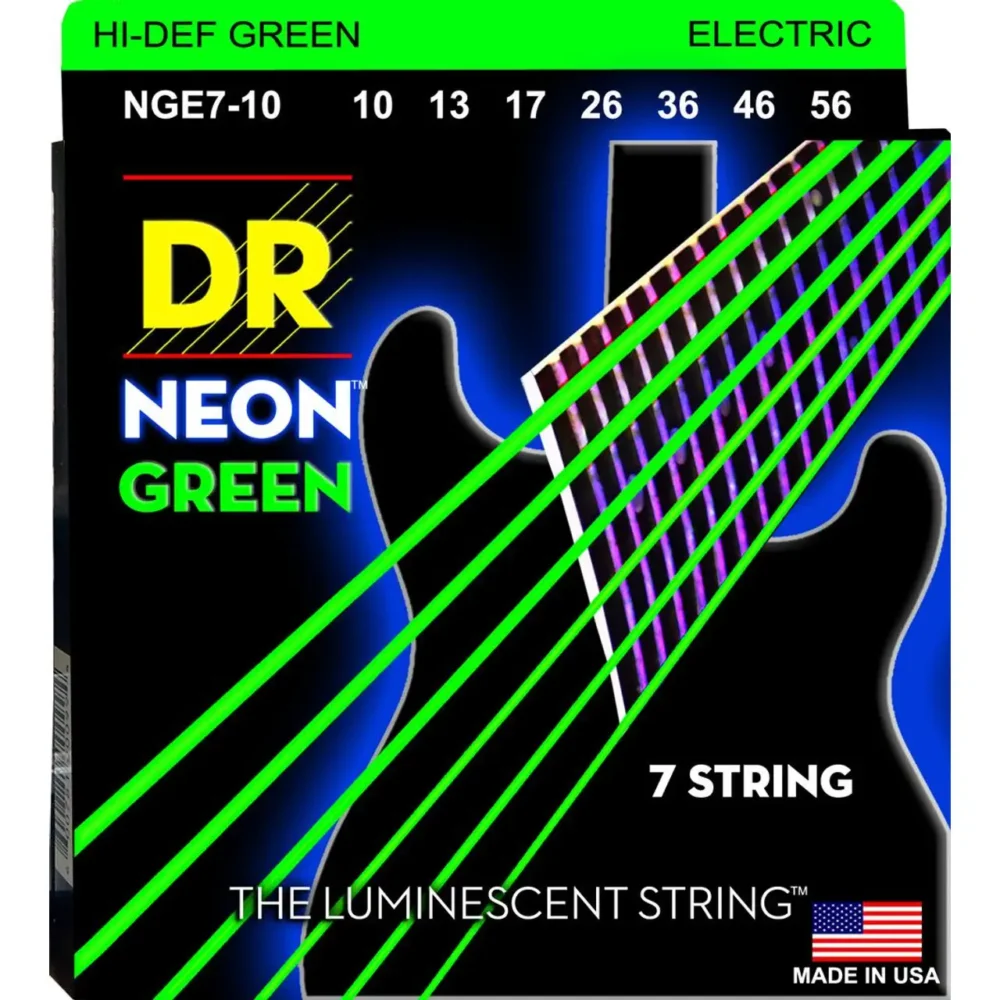 DR Hi-Def Neon Green žice za električnu gitaru 10-56, neon zeleni K3™ premaz za dugotrajnost i upečatljiv scenski nastup. Prodaja Artist d.o.o. Banja Luka, Sarajevo