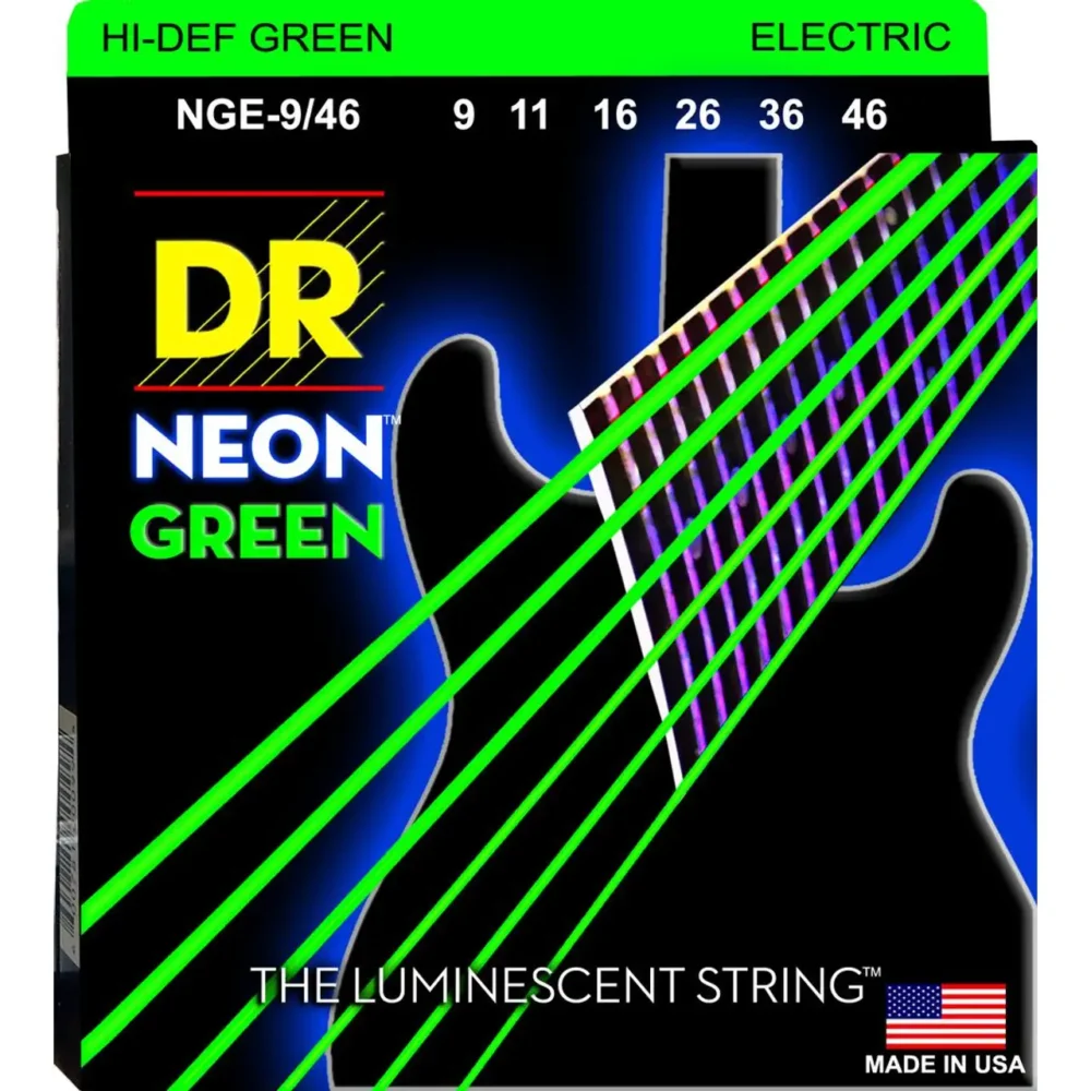 DR Hi-Def Neon Green žice za električnu gitaru 9-46, neon zeleni K3™ premaz za dugotrajnost i upečatljiv scenski nastup. Prodaja Artist d.o.o. Banja Luka, Sarajevo