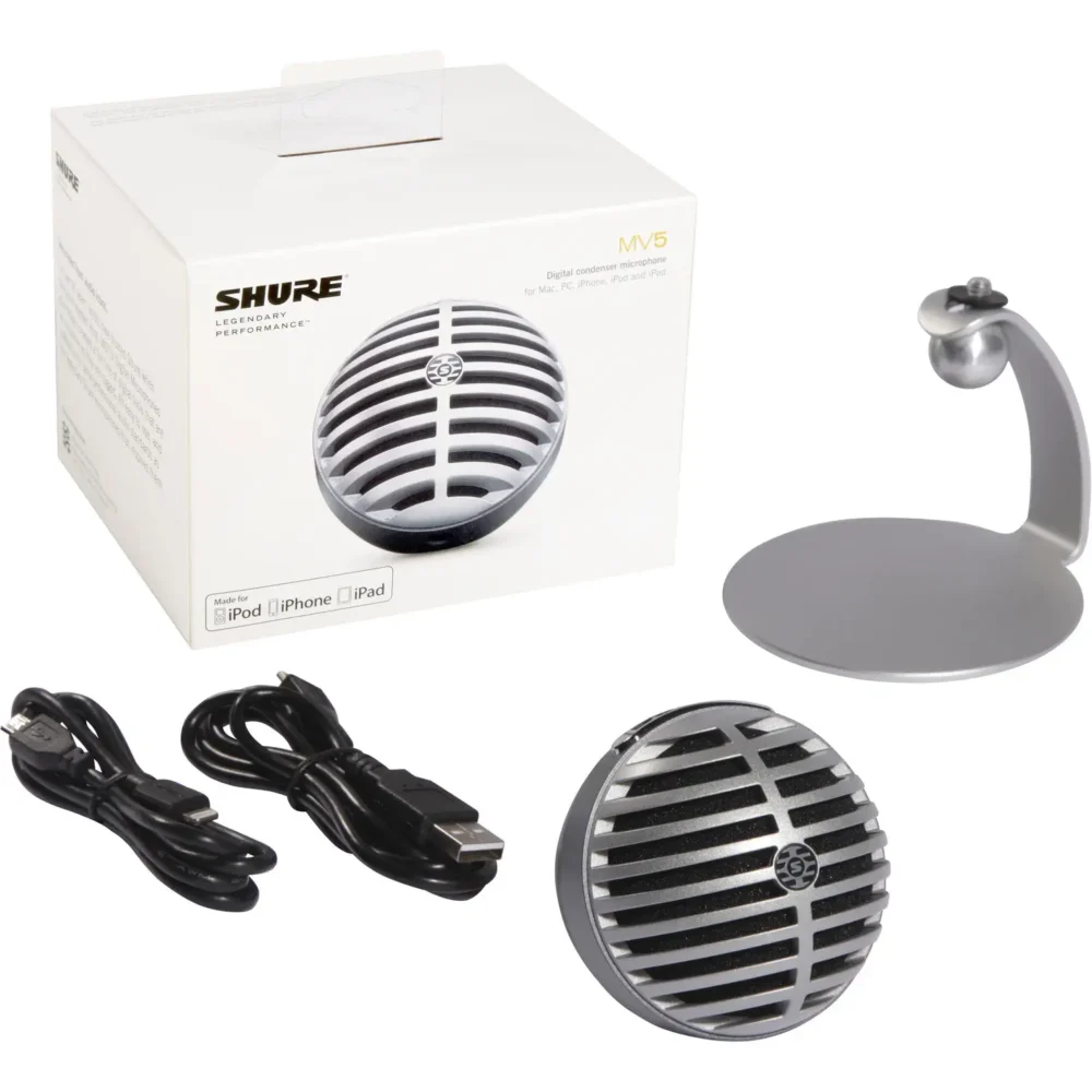 Shure MOTIV MV5 USB mikrofon za podcast, vokale i instrumente sa Cardioid obrascem, 48 kHz/24-bit snimanje, kompatibilan sa Mac, Windows i iOS uređajima. Prodaja Artist d.o.o. Banja Luka, Sarajevo