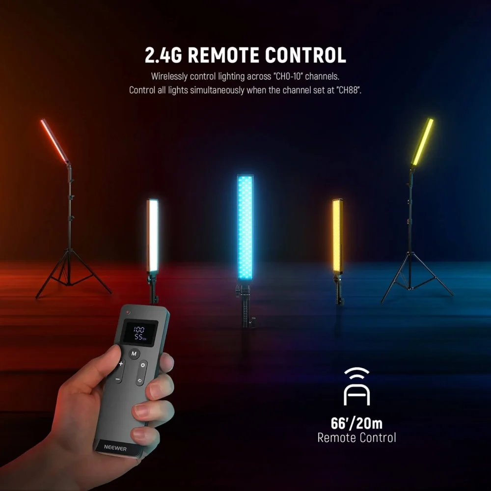 Neewer BH20B Bi-Color LED Light Tube 2-Light Kit, profesionalno LED osvjetljenje za vlog i studio, 40W, CRI 97, komplet sa filterima i stalkom. Prodaja Artist d.o.o. Banja Luka, Sarajevo.