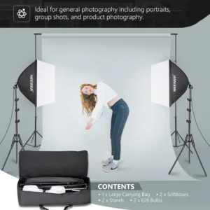 Neewer NK200 Photography Softbox Kit 700W, LED studio rasvjeta 60x60 cm sa stativima i torbom. Prodaja Artist d.o.o. Banja Luka, Sarajevo.