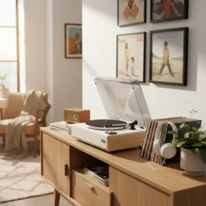 Eltax Spinster gramofon, all-in-one Bluetooth gramofon, Audio-Technica AT3600L, gramofon sa ugrađenim zvučnicima, Eltax Belt Drive.