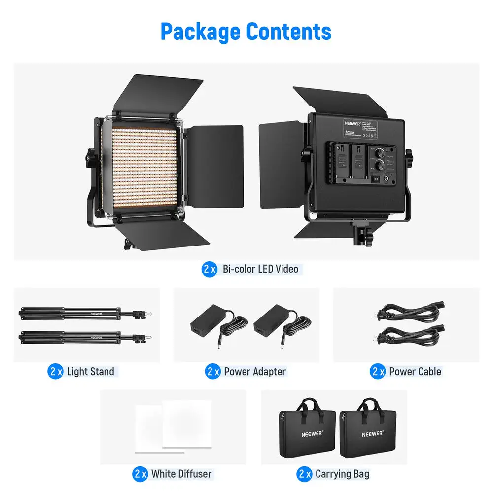 Neewer NL660, LED video svjetlo, studijska rasvjeta, komplet rasvjete, bi-color LED, rasvjeta za fotografiju, metalni LED panel, rasvjeta sa stalcima. Prodaja u Artist d.o.o. prodavnicama Banja Luka, Sarajevo