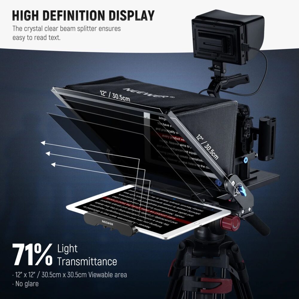 Neewer X17 II, teleprompter, prompter za kameru, oprema za snimanje, video produkcija, YouTube oprema, HD teleprompter, teleprompter za tablet. Prodaja u Artist d.o.o. prodavnicama Banja Luka, Sarajevo.