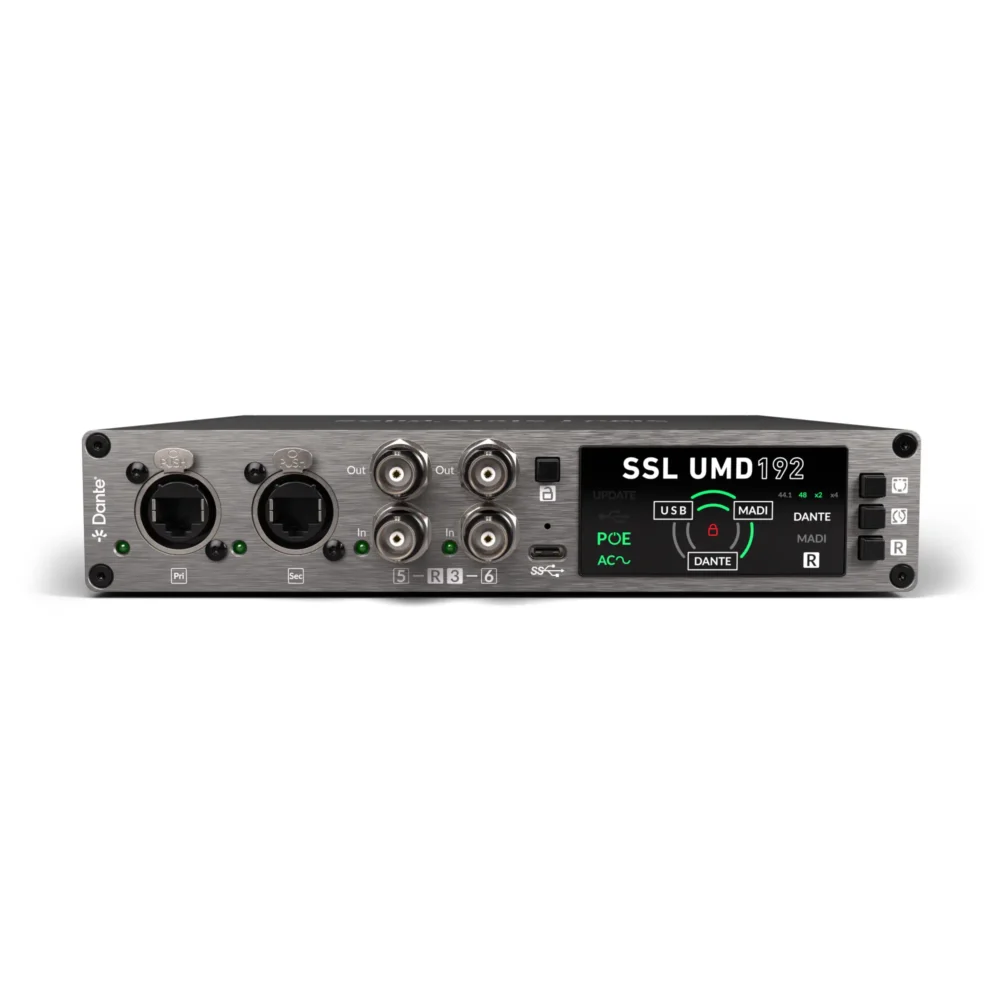 SSL UMD192, Solid State Logic interfejs, MADI Dante bridge, USB 3.0 audio interfejs, 192 kanala interfejs, AES67 audio, ST 2110 interfejs, SSL Bosna, profesionalna audio oprema. Prodaja u Artist d.o.o. prodavnicama Banja Luka, Sarajevo.