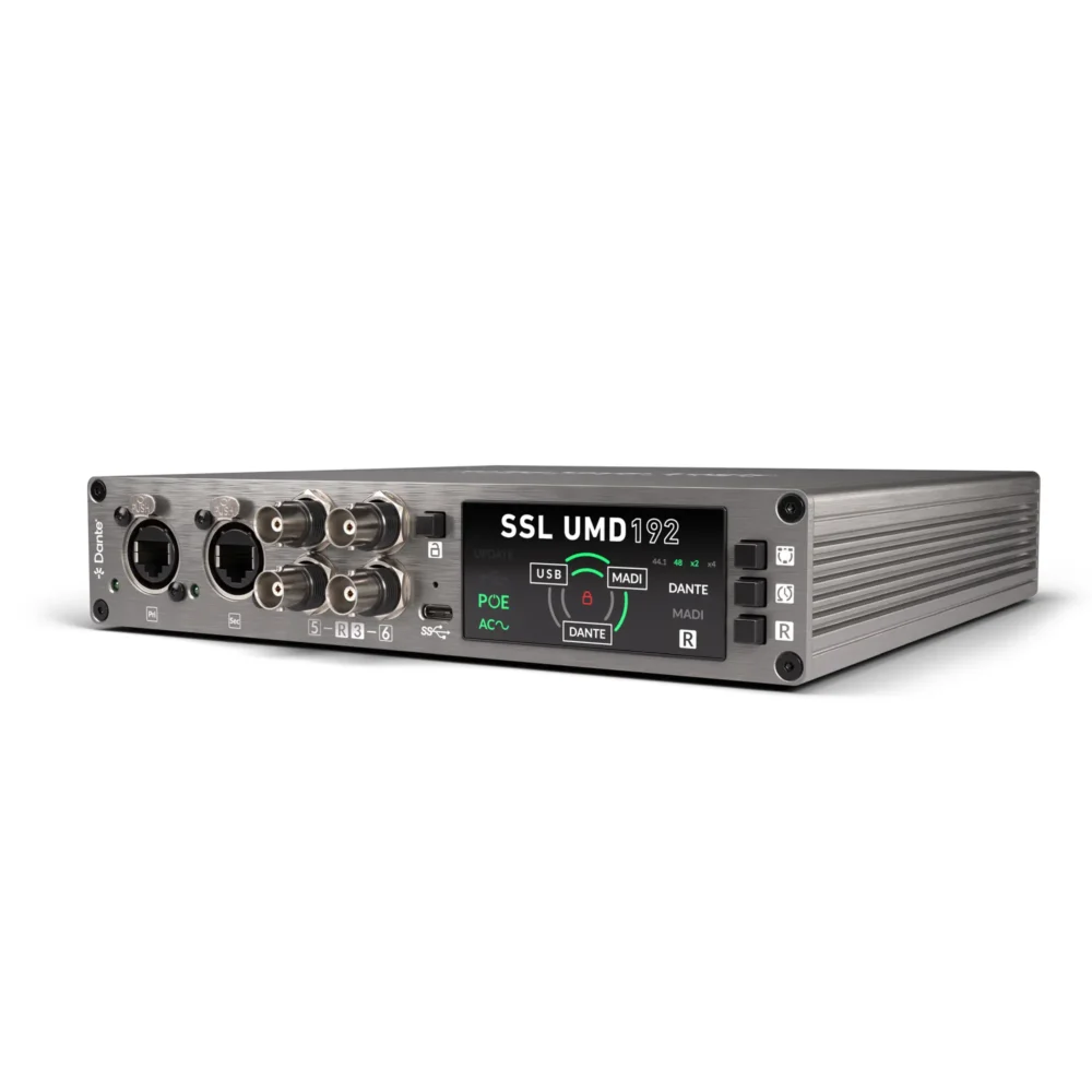SSL UMD192, Solid State Logic interfejs, MADI Dante bridge, USB 3.0 audio interfejs, 192 kanala interfejs, AES67 audio, ST 2110 interfejs, SSL Bosna, profesionalna audio oprema. Prodaja u Artist d.o.o. prodavnicama Banja Luka, Sarajevo.