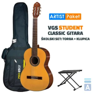Školska gitara paket: Gewa VGS STUDENT 4/4 klasična gitara + torba + klupica