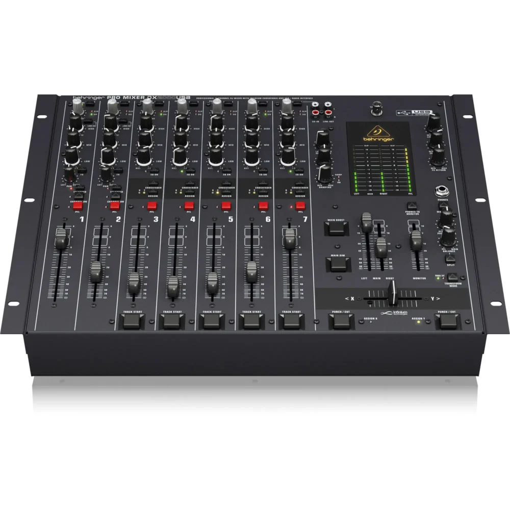 Behringer DX2000USB, DJ mikser, sedmokanalni mikser, Infinium crossfader, USB DJ mixer, rackmount mikser, DJ oprema, Artist d.o.o. Prodaja u Artist d.o.o. prodavnicama Banja Luka, Sarajevo.