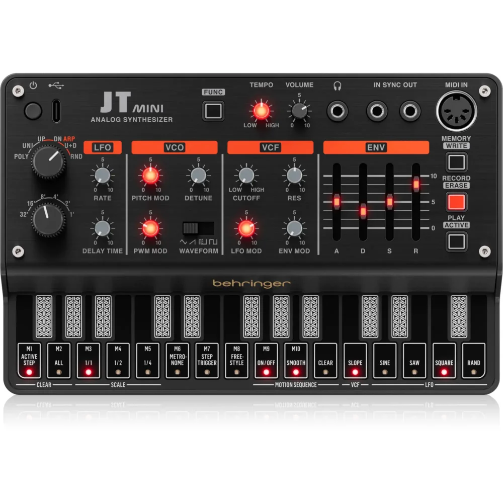 Behringer JT MINI, analogni sintisajzer, polifoni synth, prenosni sintisajzer, Jupiter klon, mini synth, sekvencer, Artist d.o.o. Prodaja u Artist d.o.o. prodavnicama Banja Luka, Sarajevo.