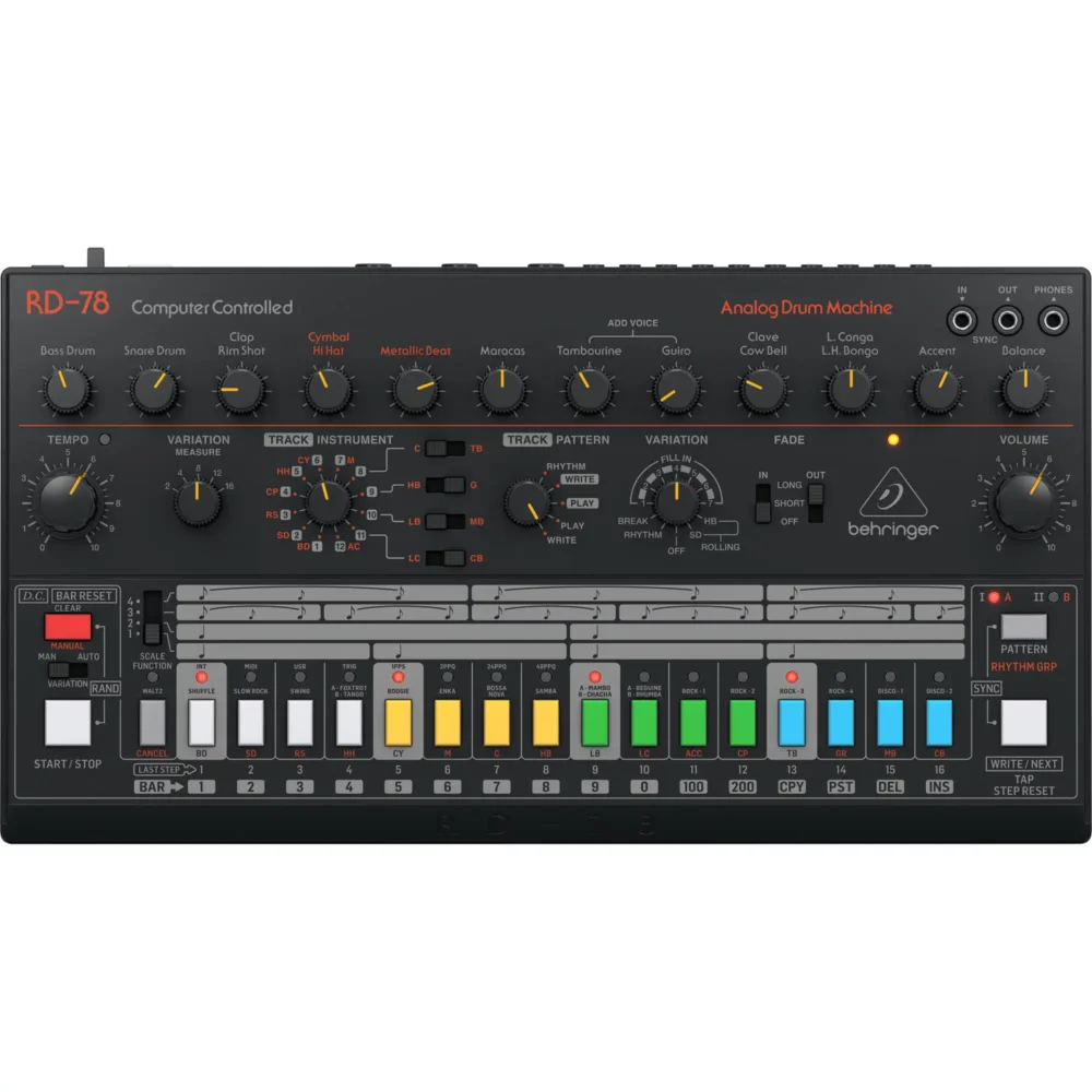 Behringer RD-78, analogna ritam mašina, CR-78 rekreacija, bubnjarski sekvencer, studijska oprema, vintage drum machine, Artist d.o.o. Prodaja u Artist d.o.o. prodavnicama Banja Luka, Sarajevo.