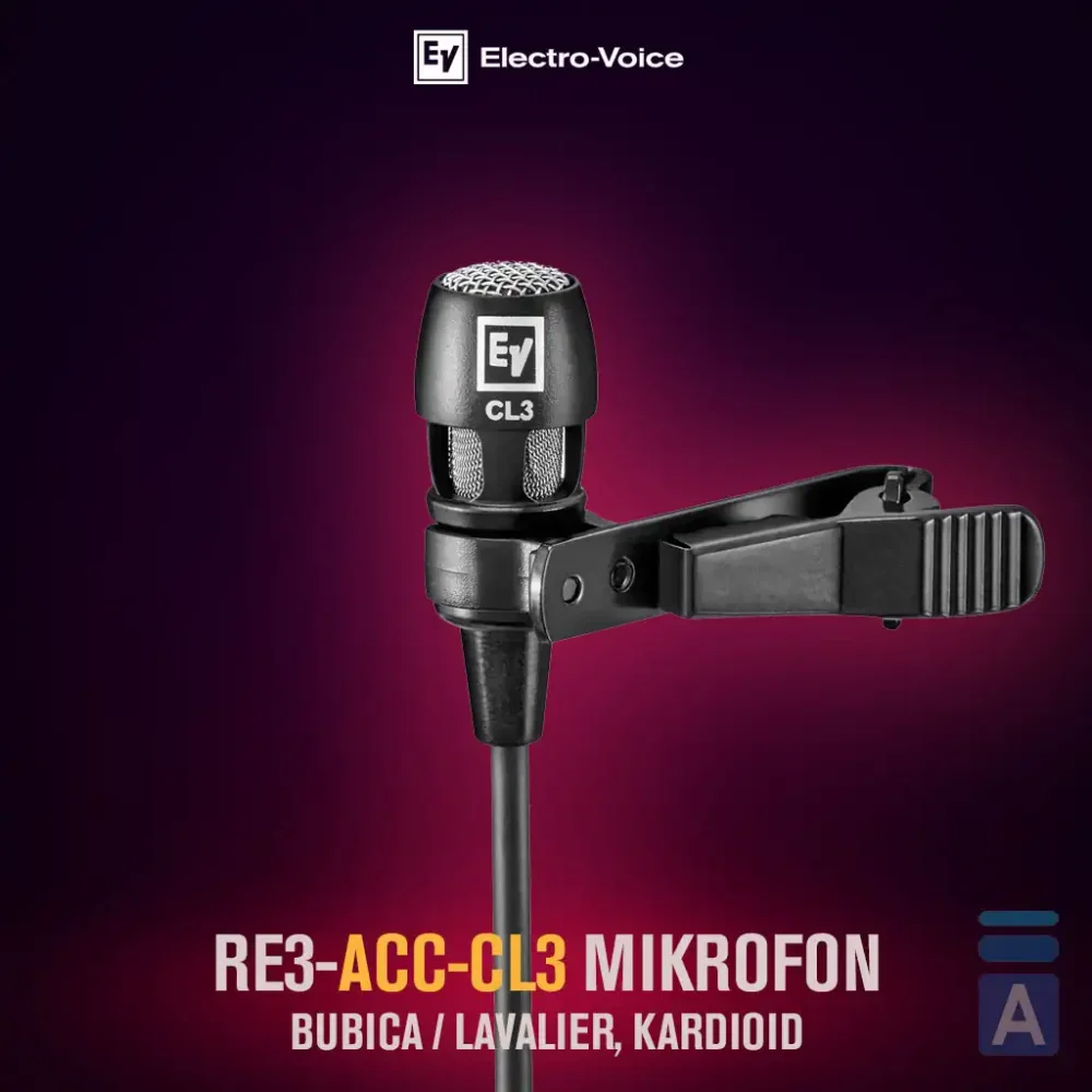 Electro-Voice RE3-ACC-CL3, bubica mikrofon, lavalier mikrofon, mikrofon za prezentacije, TA4F mikrofon, kardioidni mikrofon, EV audio, Artist d.o.o. Prodaja u Artist d.o.o. prodavnicama Banja Luka, Sarajevo.