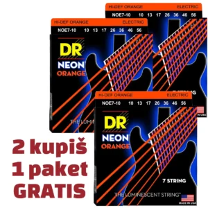 DR HI-DEF NEON™ ORANGE 7-String 10-56 žice za el. git 3 pak (1 GRATIS)