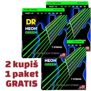 DR Hi-Def NEON™ GREEN 7-String 10-56 žice za el. git 3 pak (1 GRATIS)