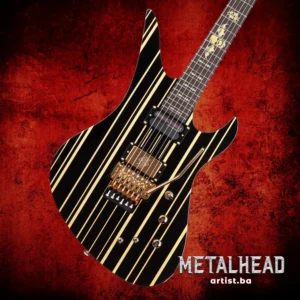 MetalHead: Schecter SYNYSTER CUSTOM-S Gloss Black Gold Pinstripes gitara