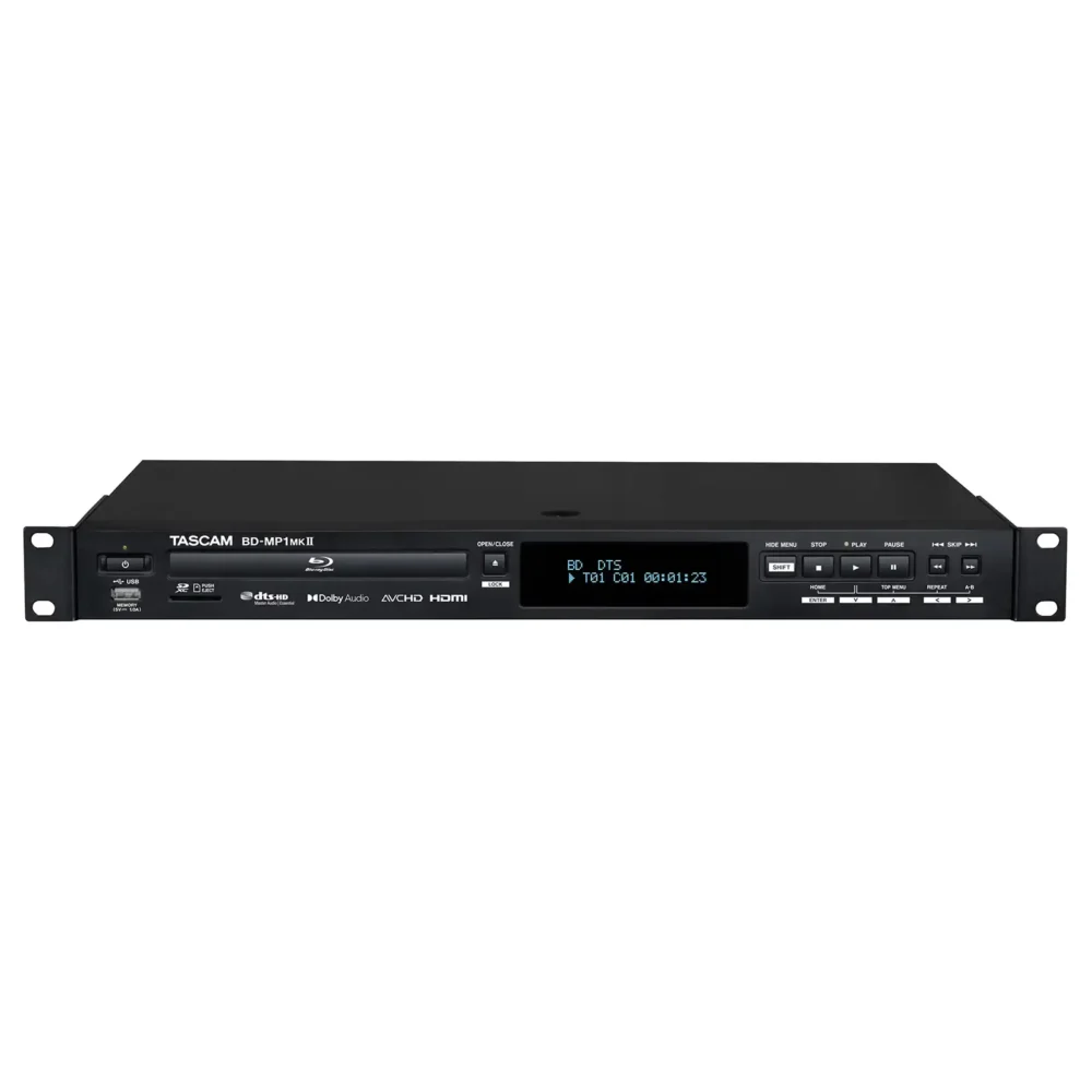 TASCAM BD-MP1MKII, Blu-Ray plejer, rek plejer, rackmount player, 1RU video plejer, instalacioni medijski plejer, Tascam plejer. Prodaja u Artist d.o.o. prodavnicama Banja Luka, Sarajevo.