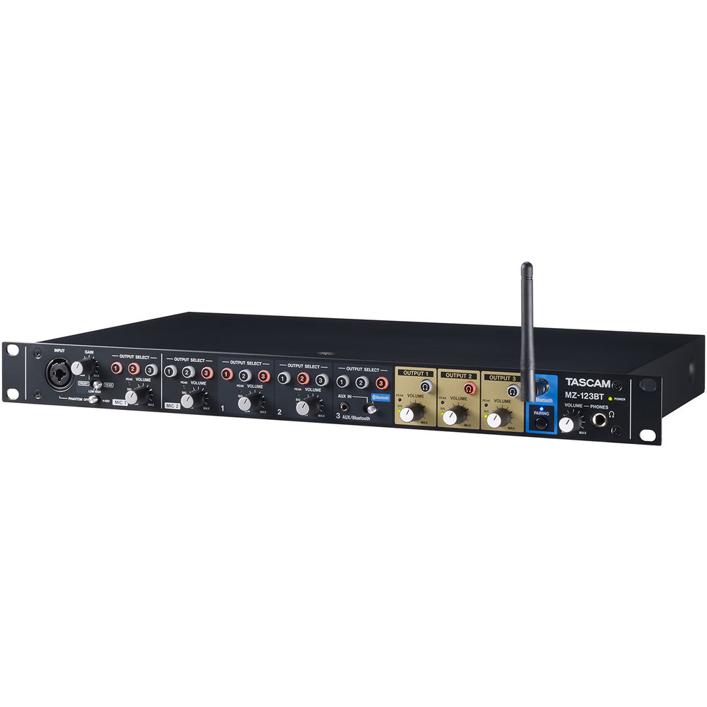 TASCAM MZ-123BT, zonski mikser, instalacioni mikser, 3-zone mixer, 1RU mikseta, komercijalni audio, Bluetooth mikser. Prodaja u Artist d.o.o. prodavnicama Banja Luka, Sarajevo.
