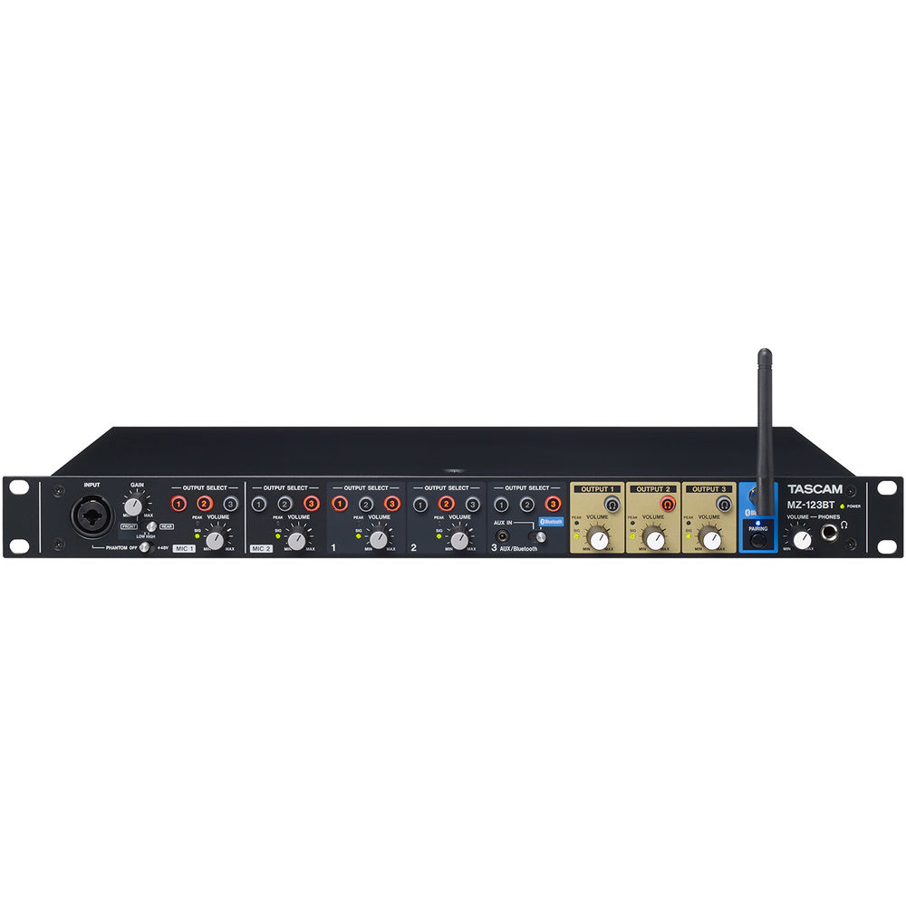 TASCAM MZ-123BT, zonski mikser, instalacioni mikser, 3-zone mixer, 1RU mikseta, komercijalni audio, Bluetooth mikser. Prodaja u Artist d.o.o. prodavnicama Banja Luka, Sarajevo.