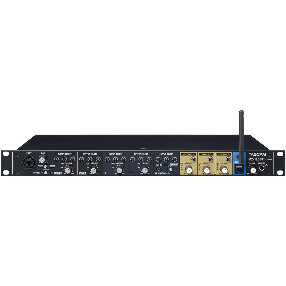 TASCAM MZ-123BT, zonski mikser, instalacioni mikser, 3-zone mixer, 1RU mikseta, komercijalni audio, Bluetooth mikser. Prodaja u Artist d.o.o. prodavnicama Banja Luka, Sarajevo.