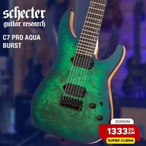 Schecter C-7 PRO Aqua Burst sedmožičana gitara